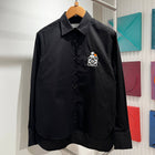 Black Women Cotton Shirt with Embroidered Logo