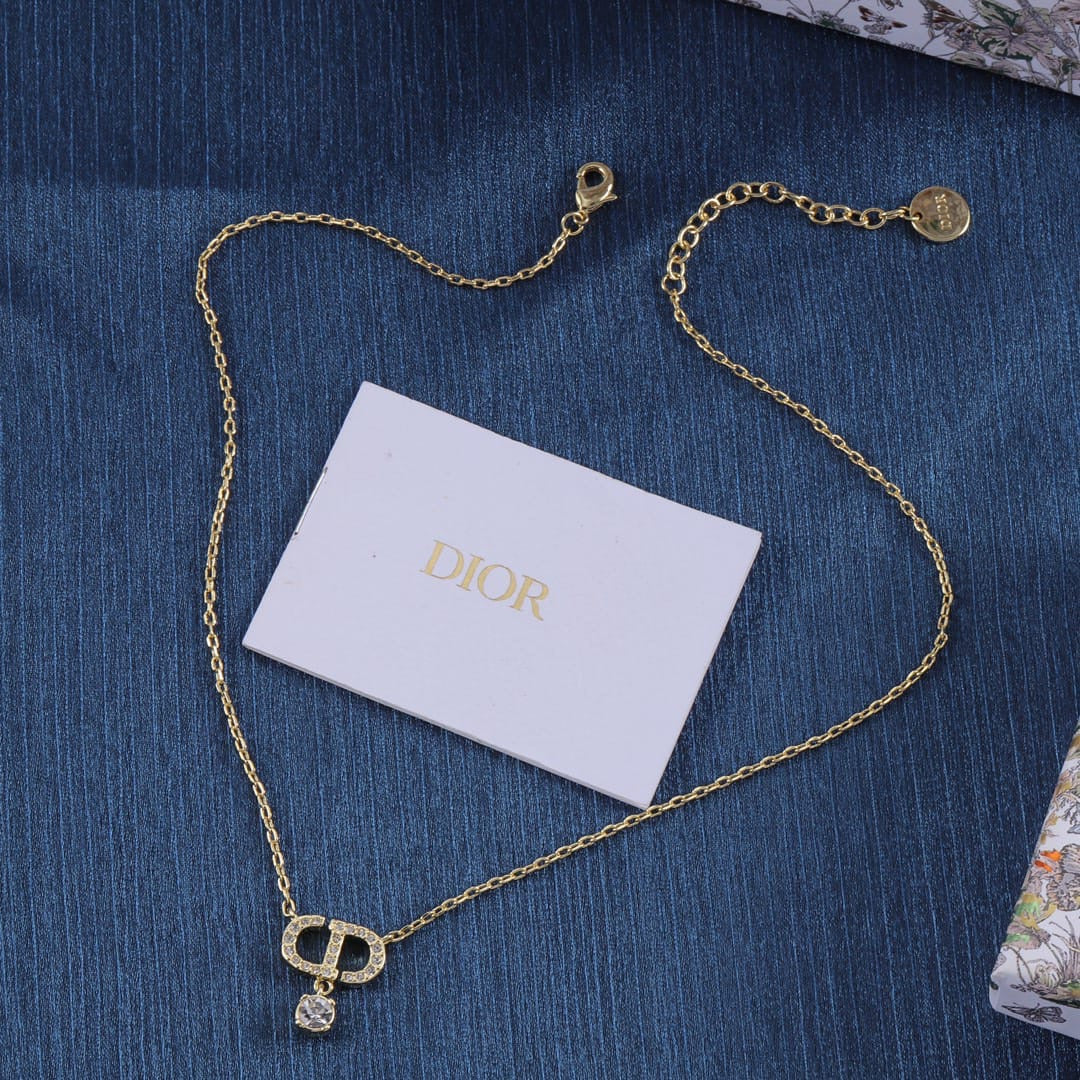 Gold Necklace with Crystal