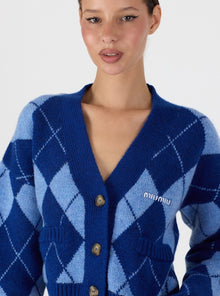 Blue Knitted Women Cardigan