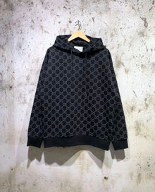 Black Monogram Cotton Hoodie