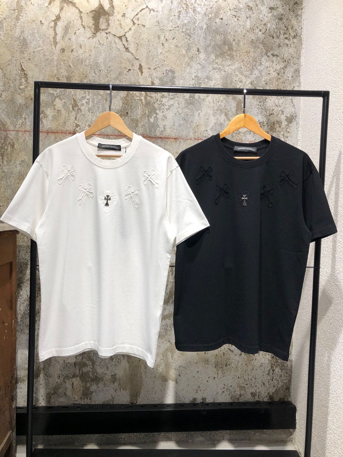 Black & White Oversized T-shirt with Metal Cross