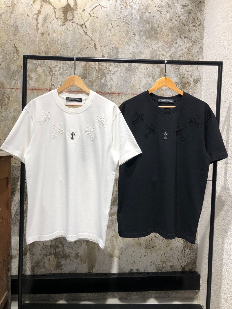 Black & White Oversized T-shirt with Metal Cross