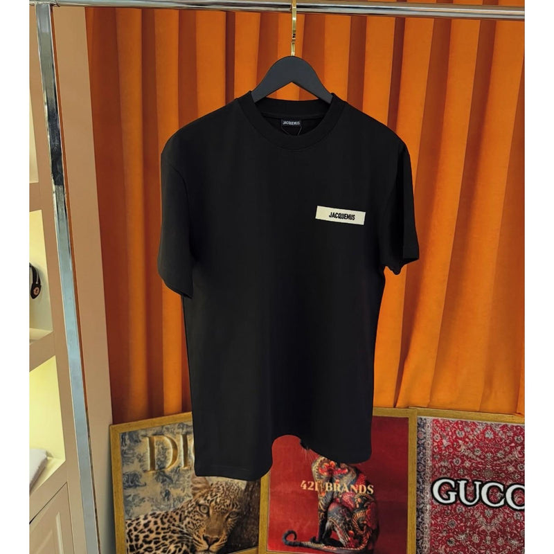 Black Oversized T-Shirt with Stitched Logo