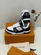 Real Leather Men Black and White Sneakers