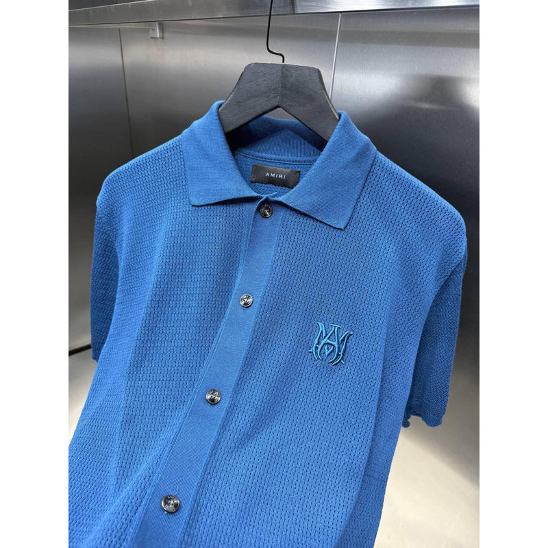 Dark Blue Knitted Polo Shirt