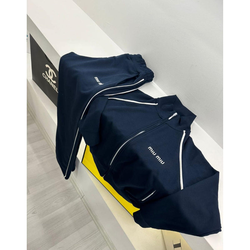Dark Blue Women Cotton Tracksuit