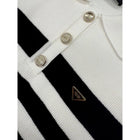 Women Knitted Top Vest in Black and White