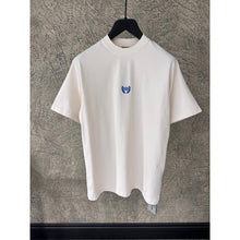 White Oversized T-Shirt with Small  Blue Logo