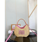 Women Straw Mini Bag with Pink
