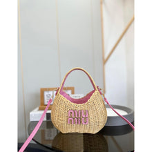 Women Straw Mini Bag with Pink
