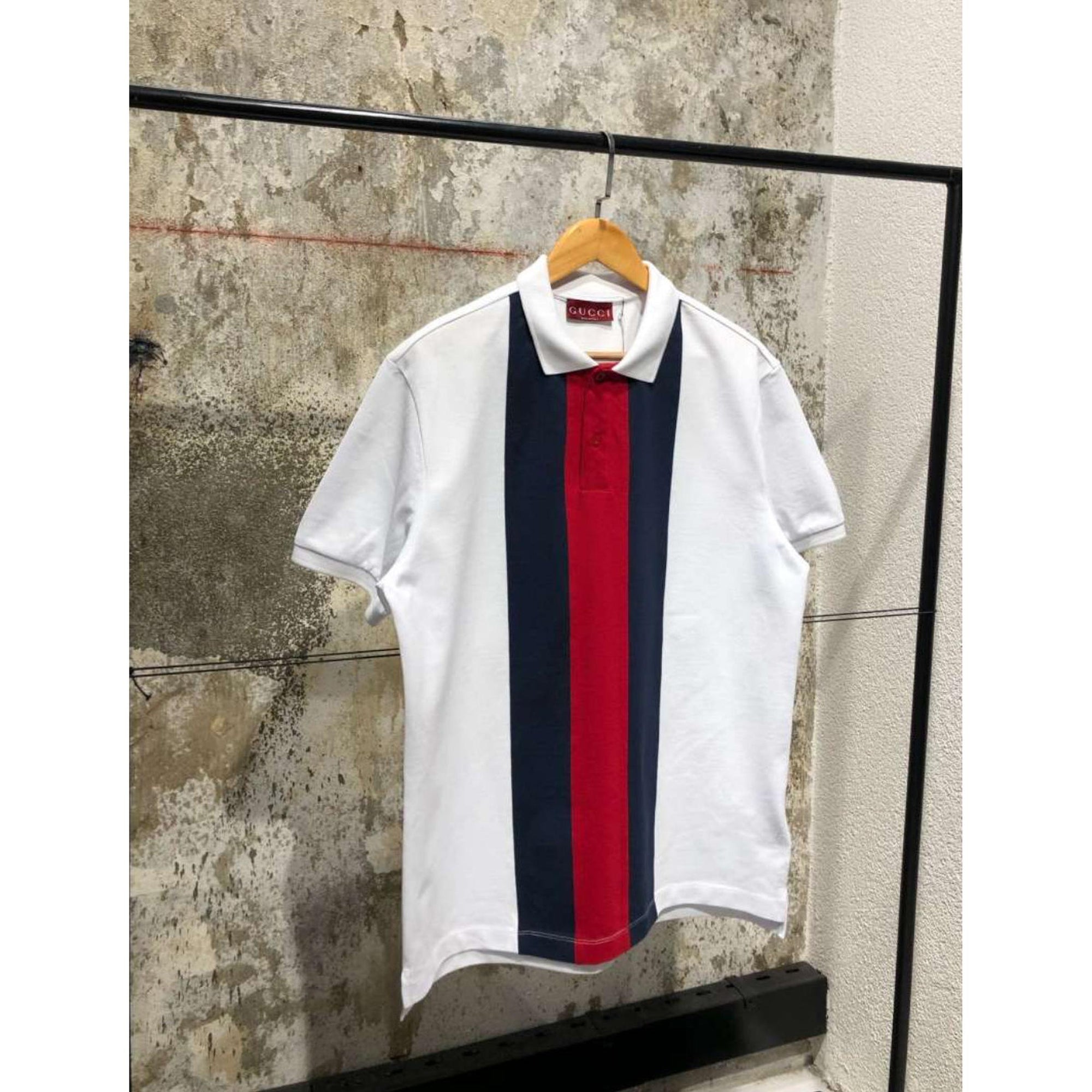 Prémiové bílé pruhované polo tričko