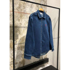 Dark Blue Denim Shirt with Embroidered Logo