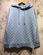 Light Blue Cotton Monogram Hoodie
