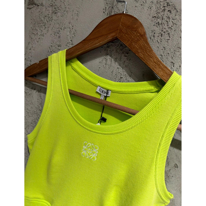 Green Women Crop Top with Embroidered Logo