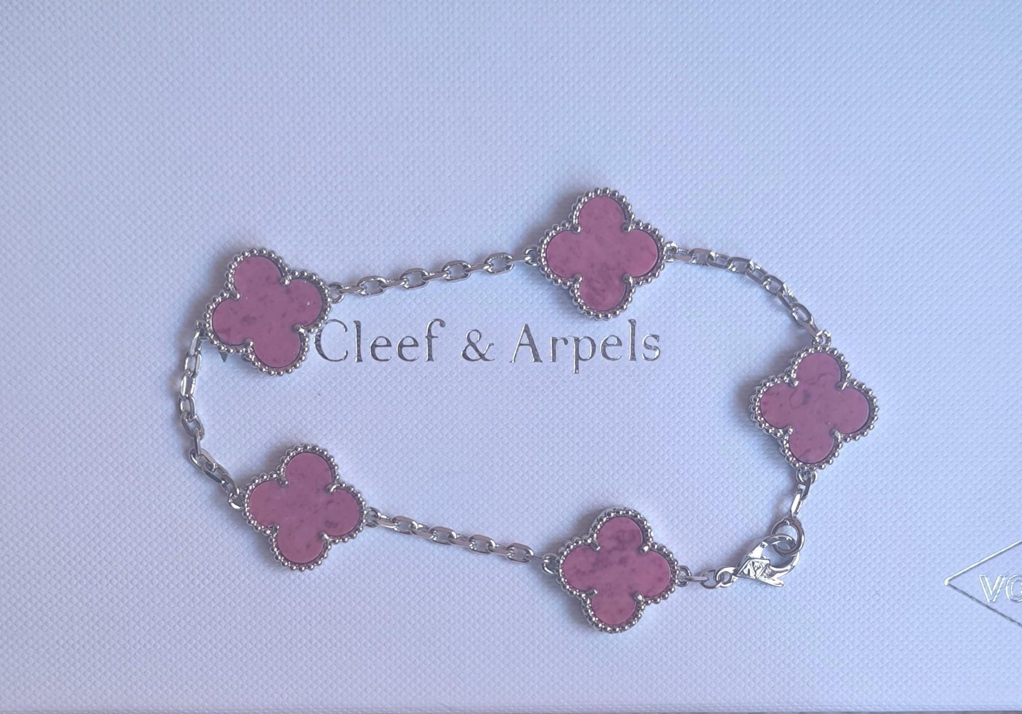 Pink Silver V Cleef Bracelet