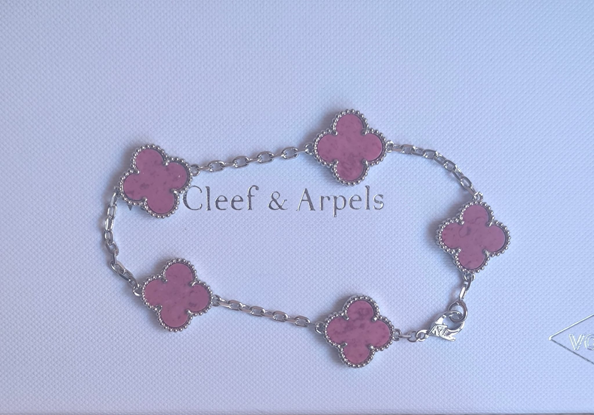 Pink Silver V Cleef Bracelet
