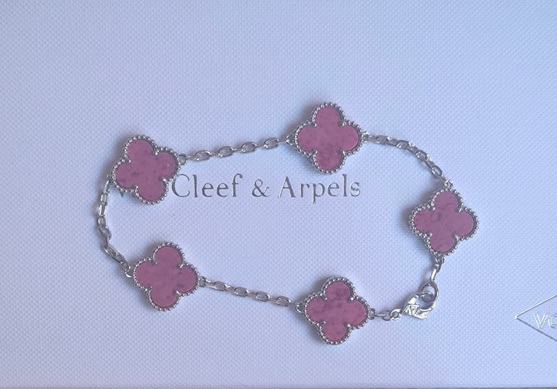Pink Silver V Cleef Bracelet