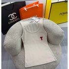 Beige Women Top with Embroidered Logo