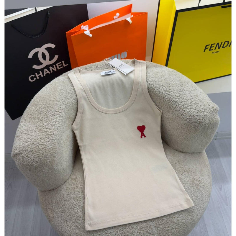 Beige Women Top with Embroidered Logo