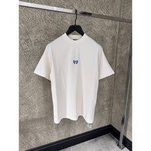 White Oversized T-Shirt with Small  Blue Logo