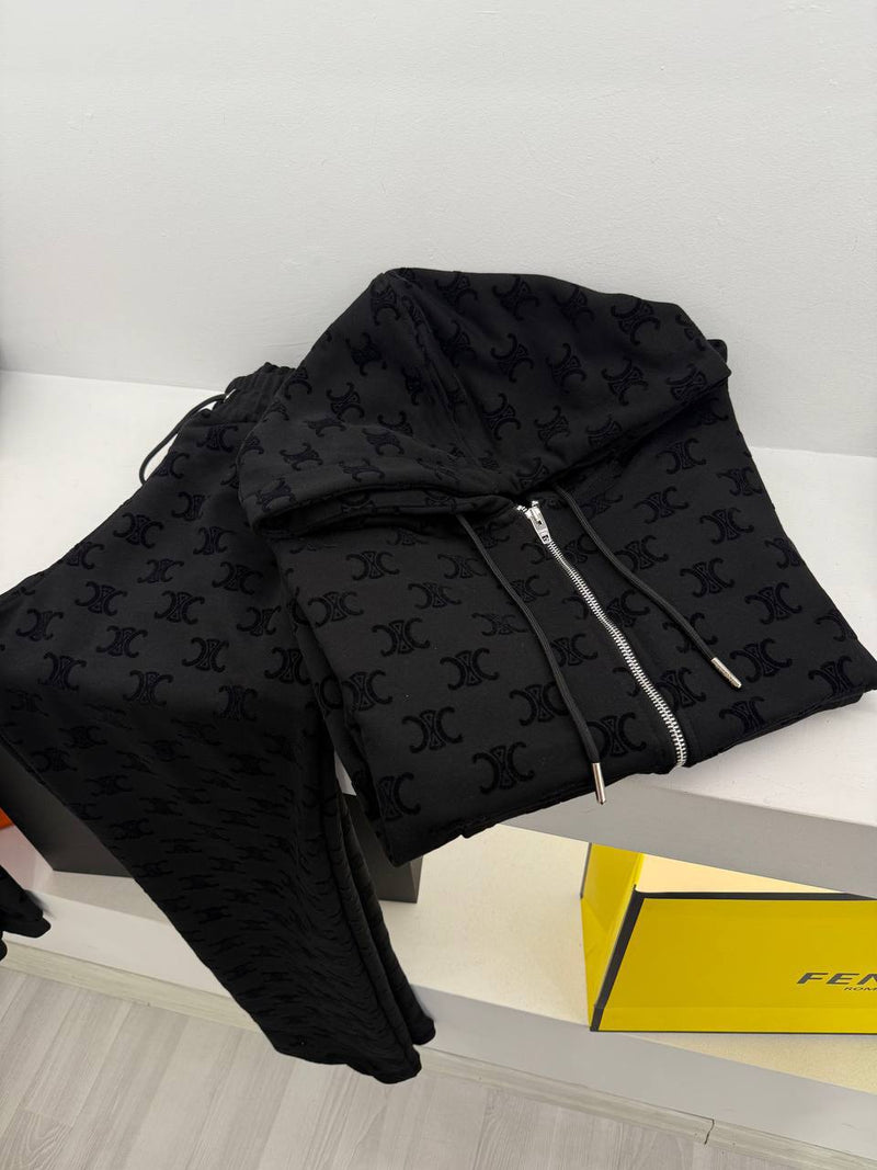 Black Women Cotton Monogram Tracksuit