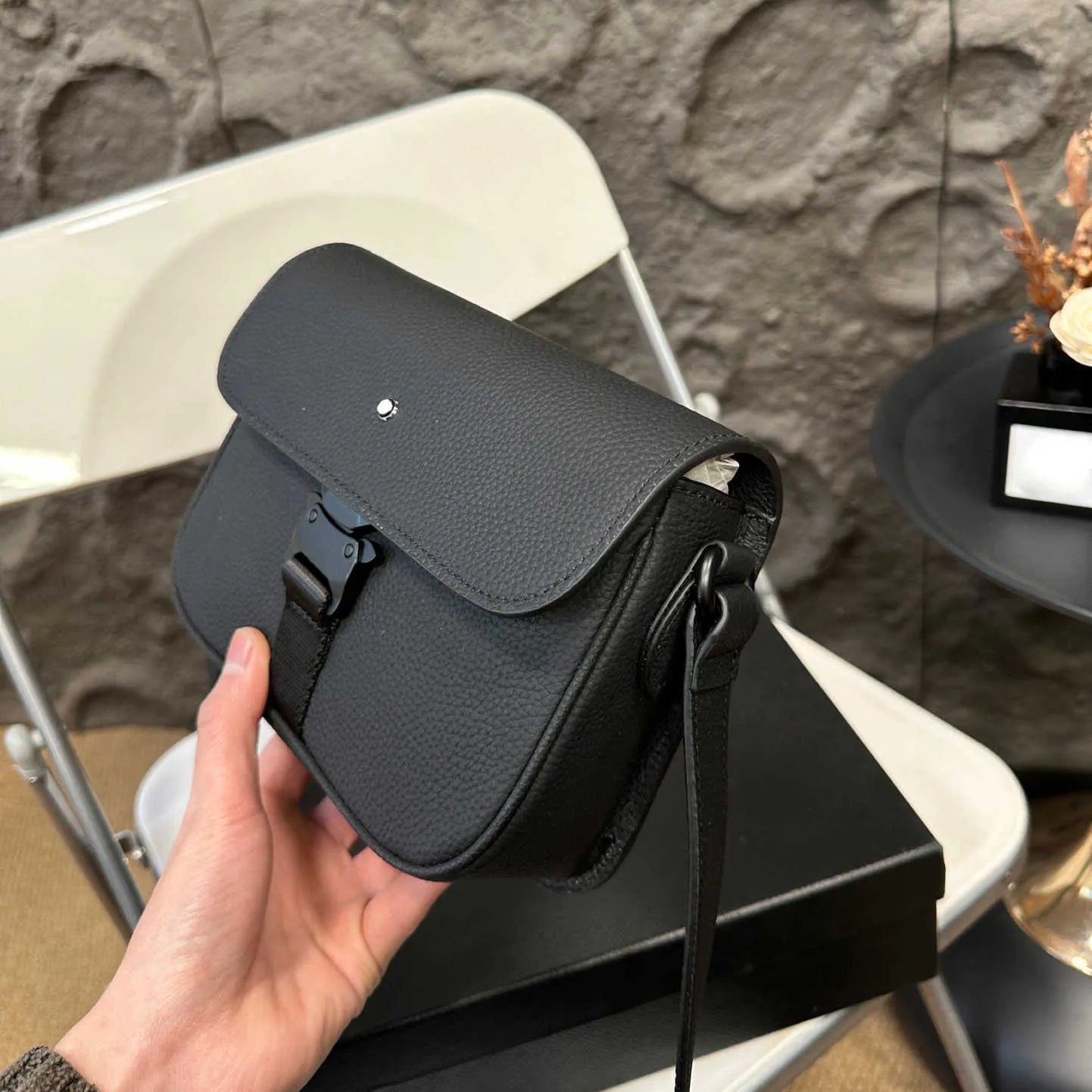 Black Leather Cross Body Bag