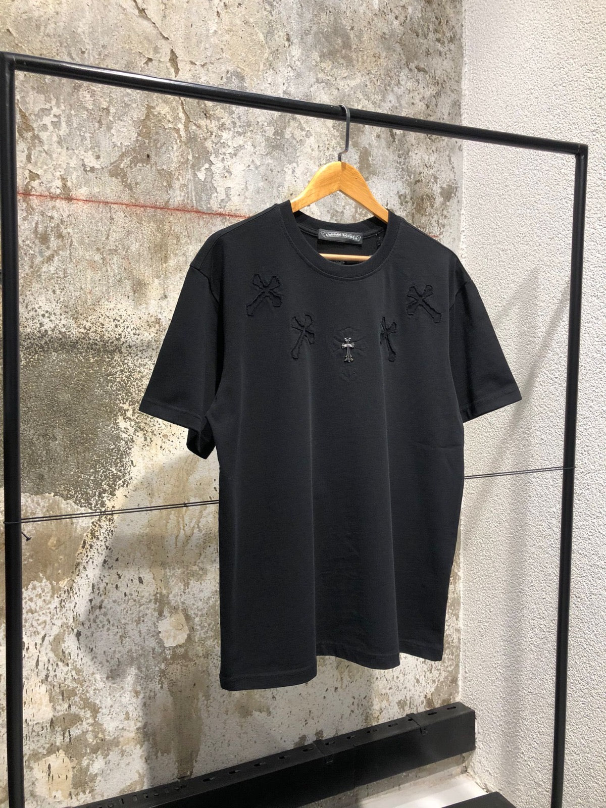 Black & White Oversized T-shirt with Metal Cross