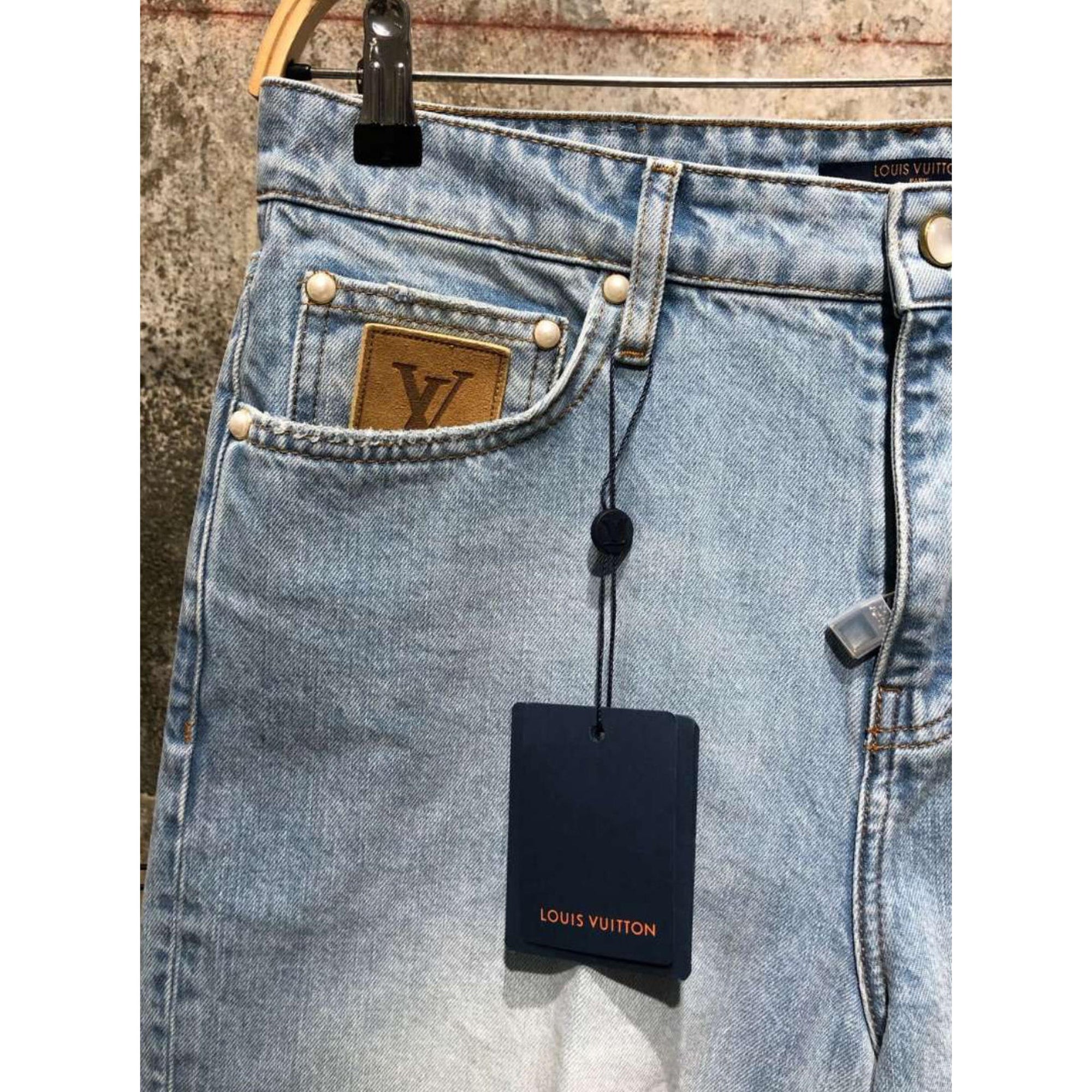 Light Blue Denim Shorts with Logo