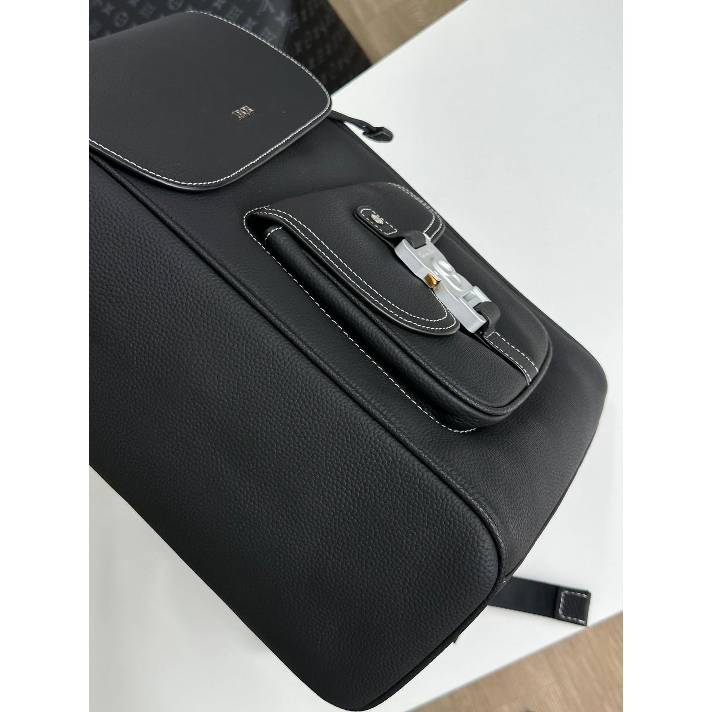 Black Real Leather Backpack