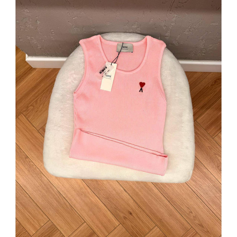 Pink Women Cotton Top with Metal Logo
