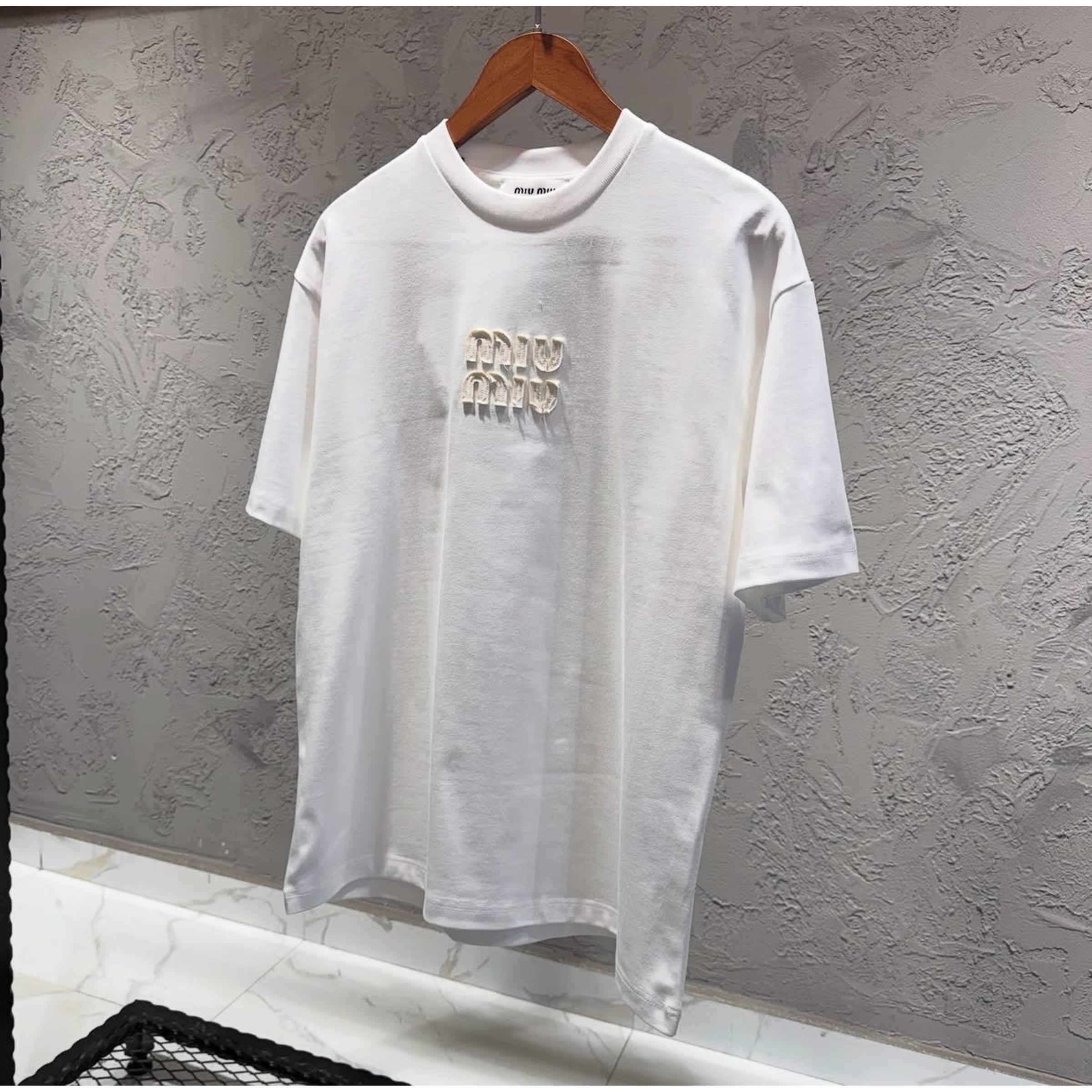 White Oversized T-Shirt with Embroidered Logo