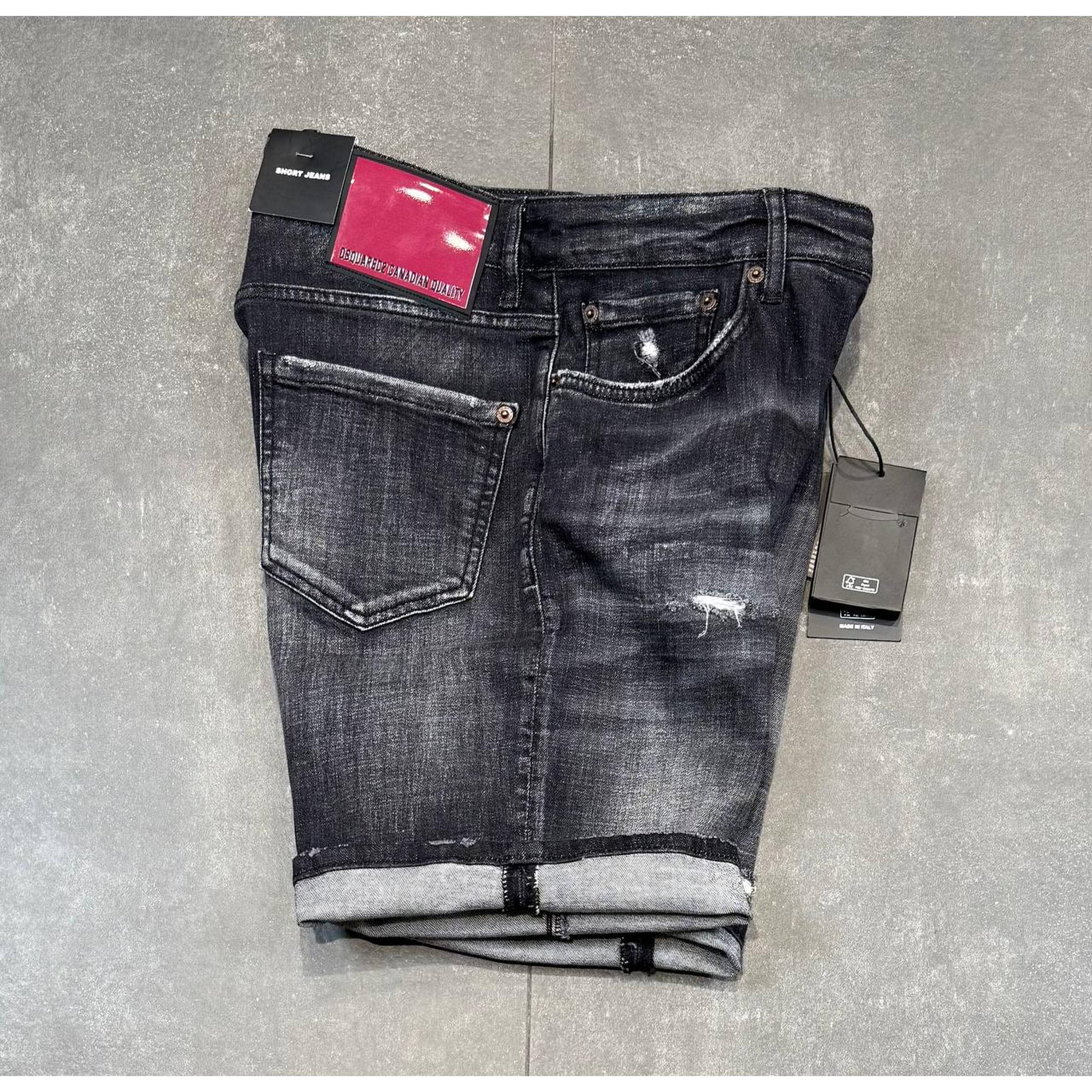 Black Ripped Denim Shorts