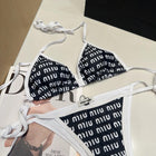 Black Monogram Women Swimwear 2 Pieces
