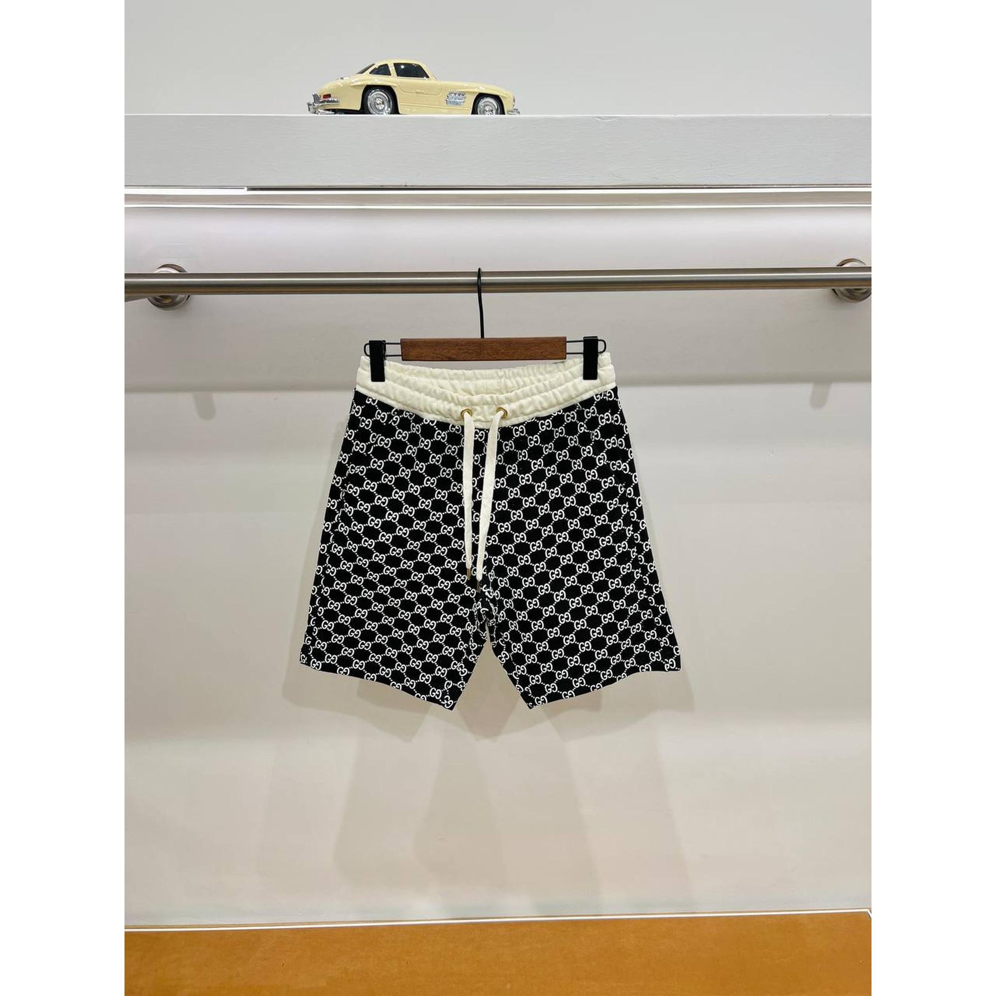 Black Monogram Cotton Shorts