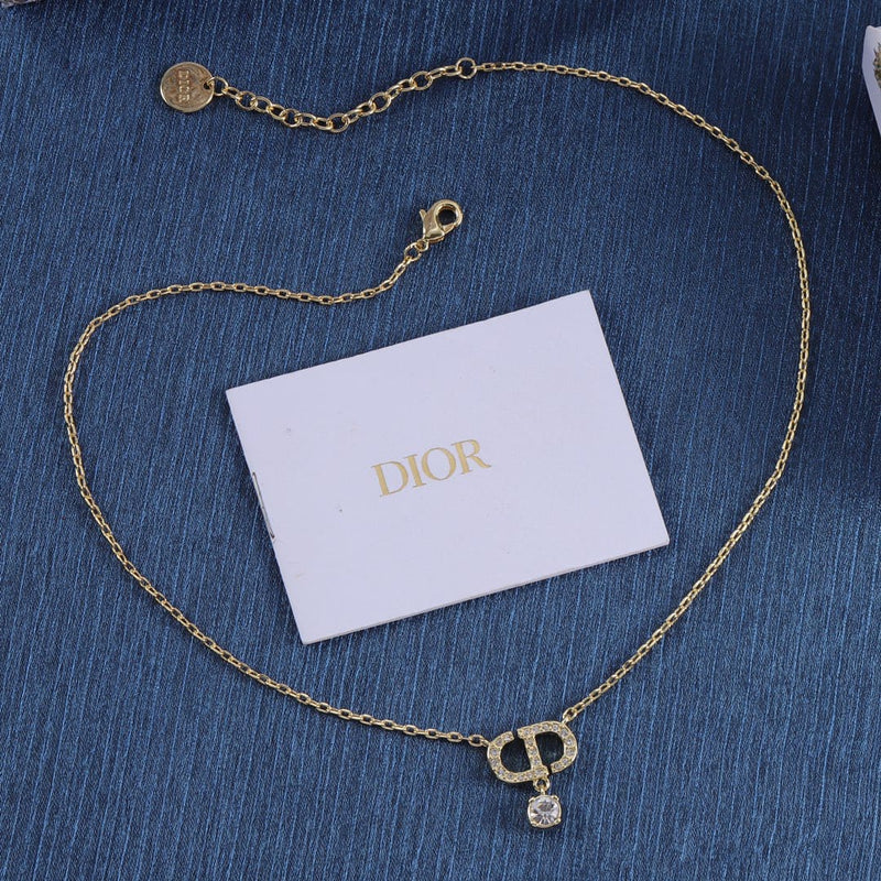 Gold Necklace with Crystal