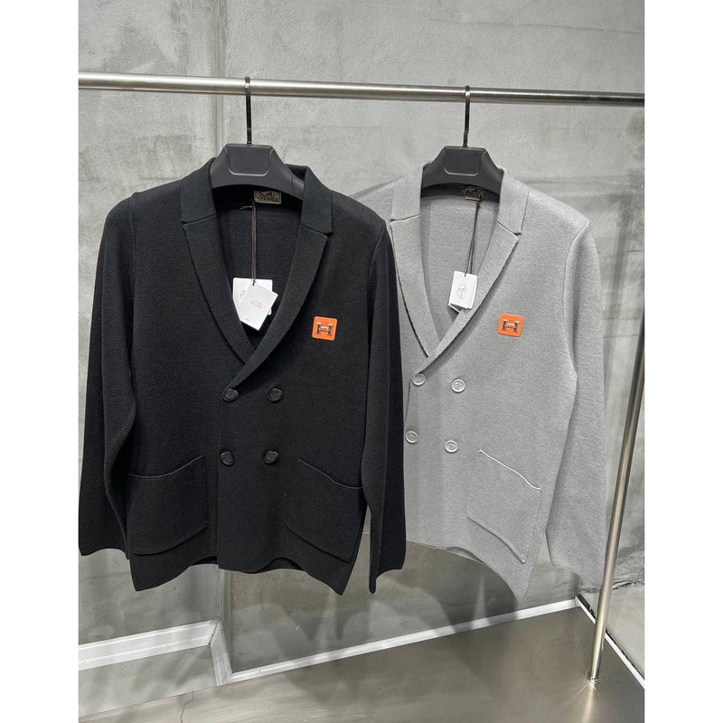 Black & Grey Cotton Blazer