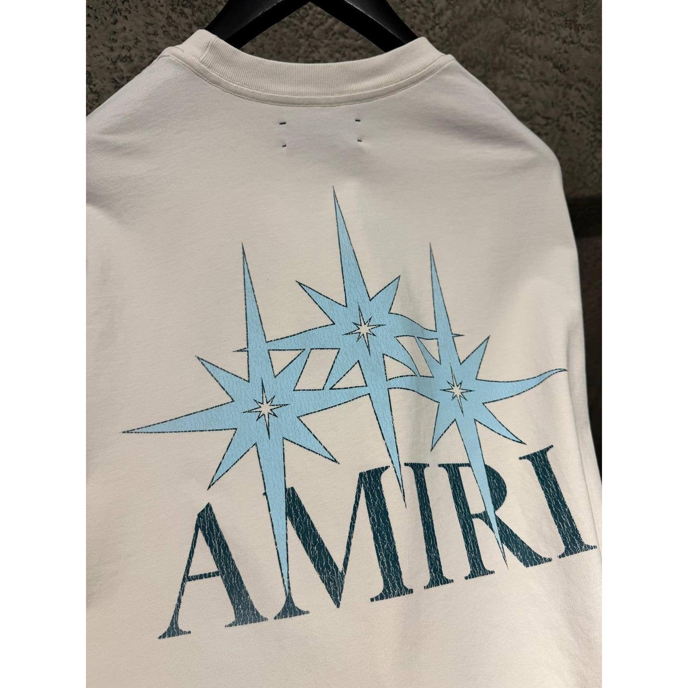 White Oversized T-Shirt with Blue Stars