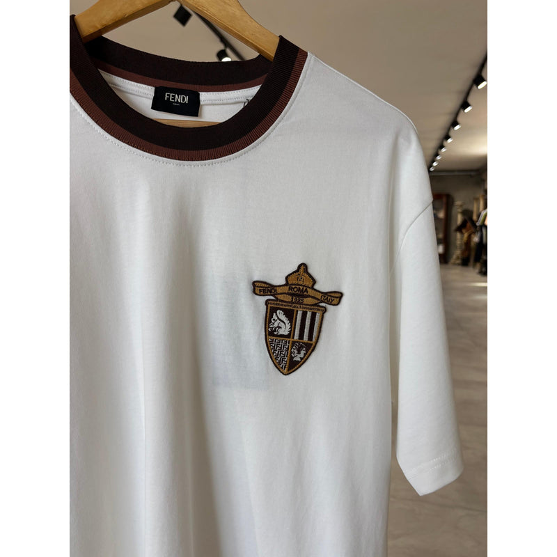 White Cotton T-shirt with Embroidered Logo