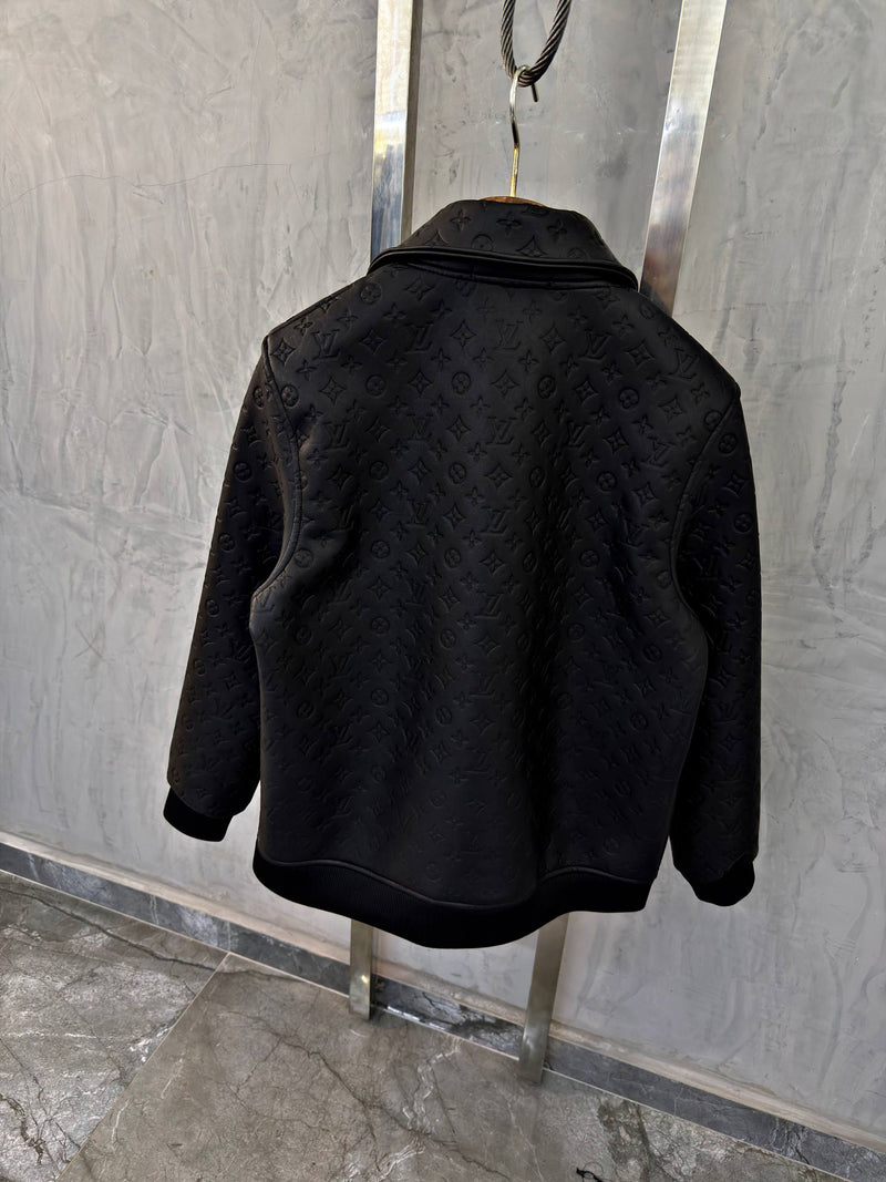 Black Leather Monogram Jacket