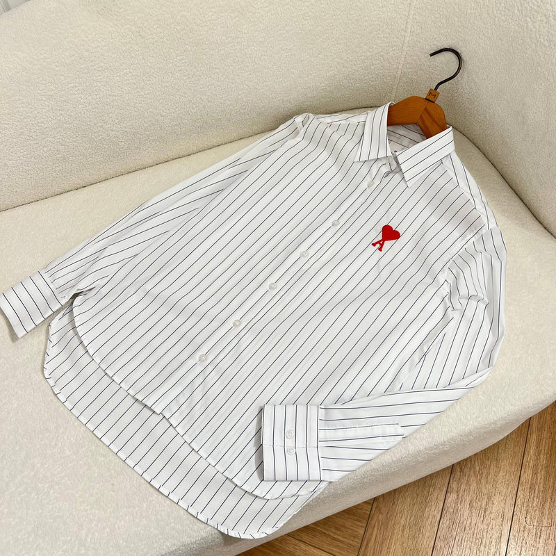 White Women Cotton Shirt with Embroidered Logo