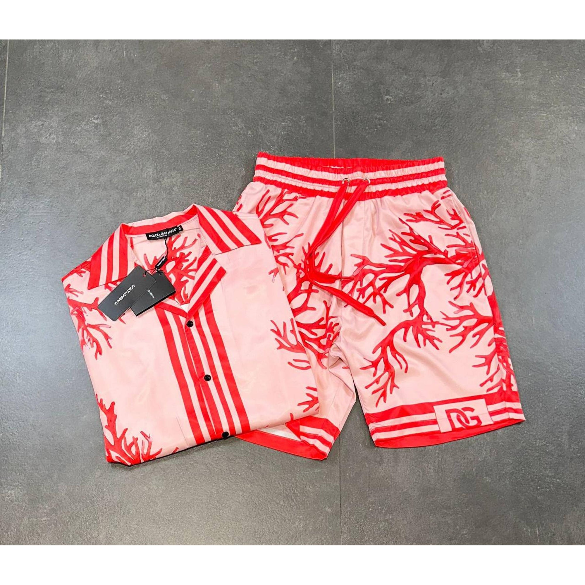 Red Floral Satin Summer Set