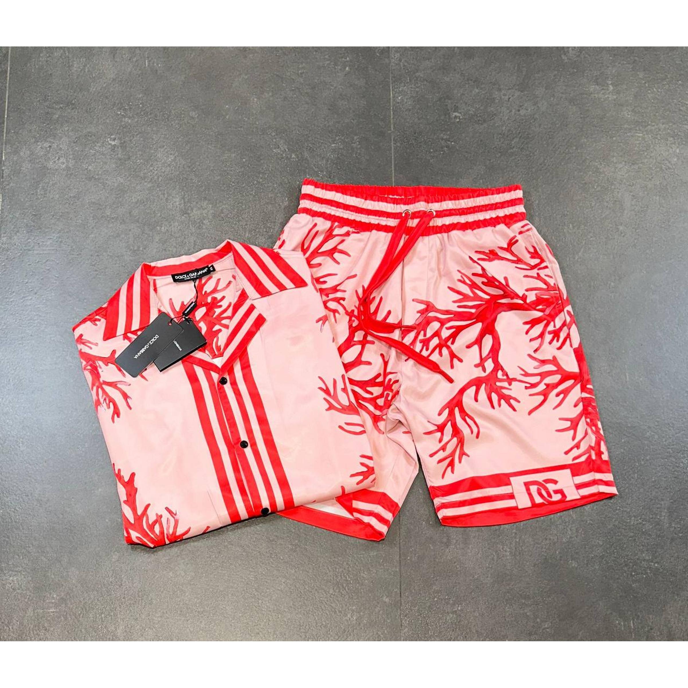 Red Floral Satin Summer Set