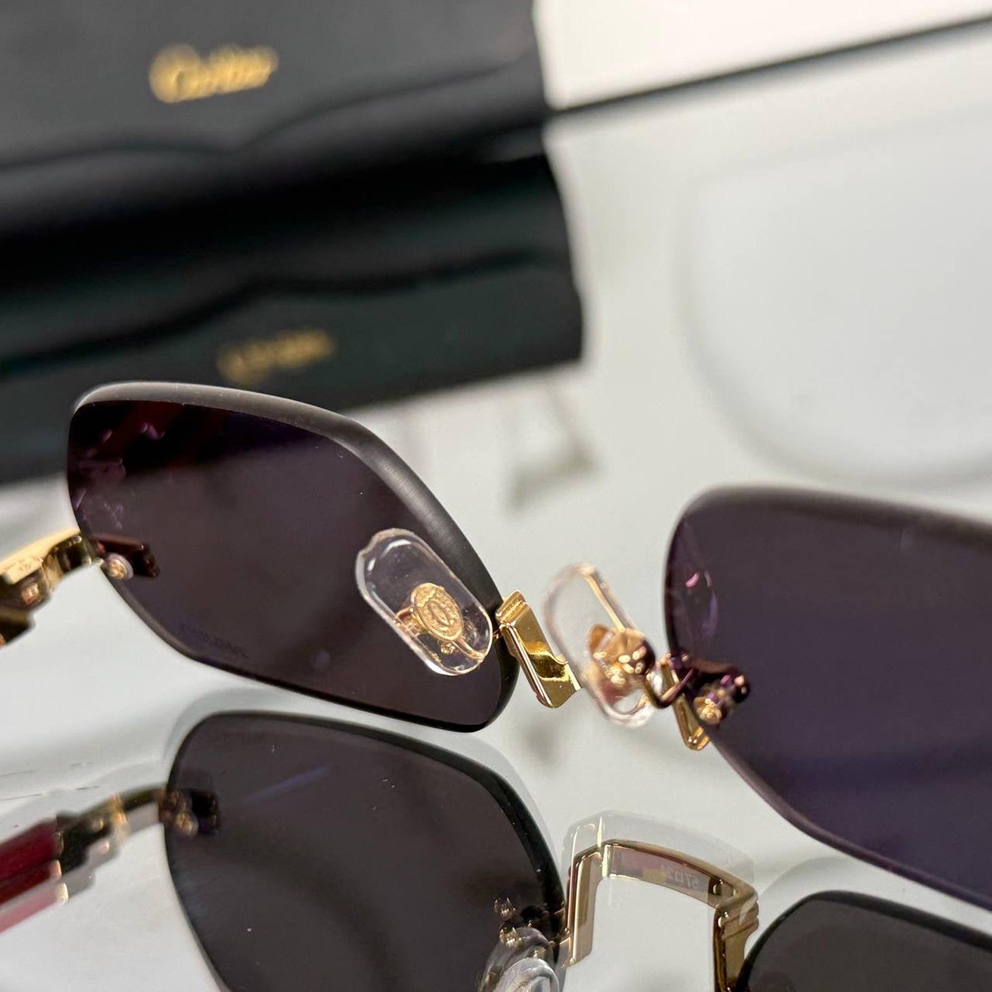 Black Sunglasses with Red Golden Frames