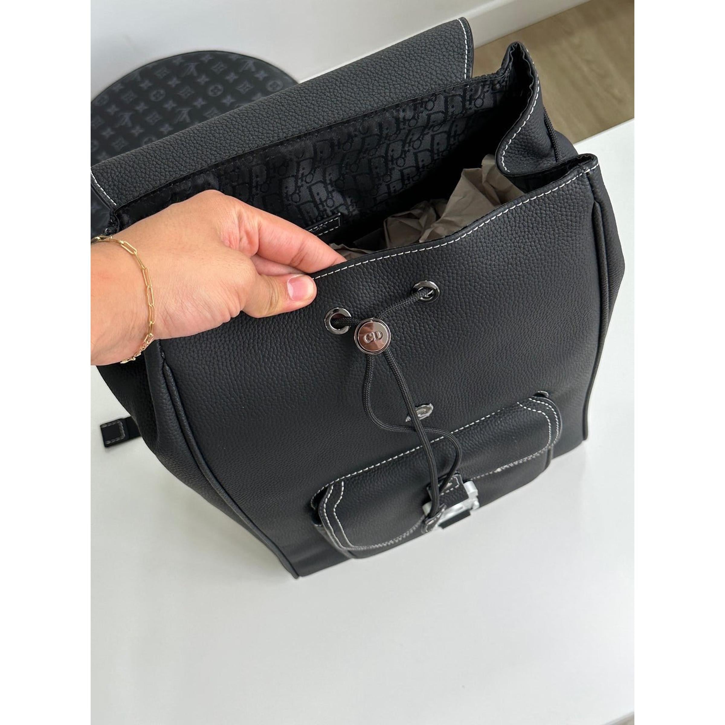 Black Real Leather Backpack