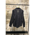 Black Linen Shirt with Textured Logos