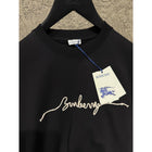Black Oversized T-Shirt with Embroidered Logo