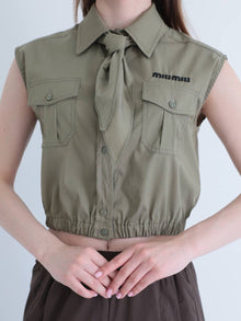 Khaki Sleeveless Shirt
