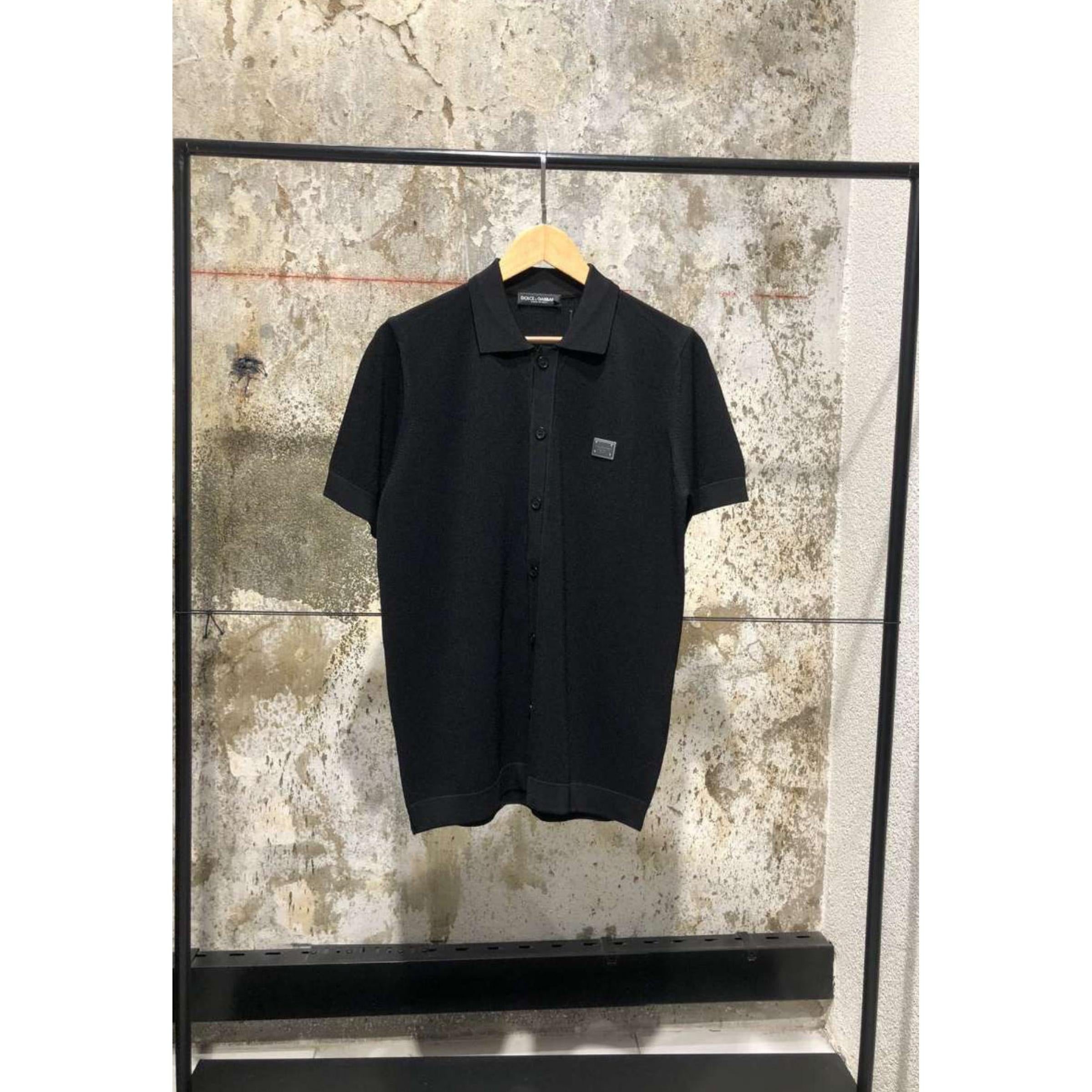 Black Cotton Polo Shirt