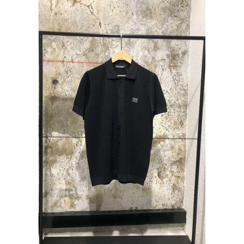 Black Cotton Polo Shirt