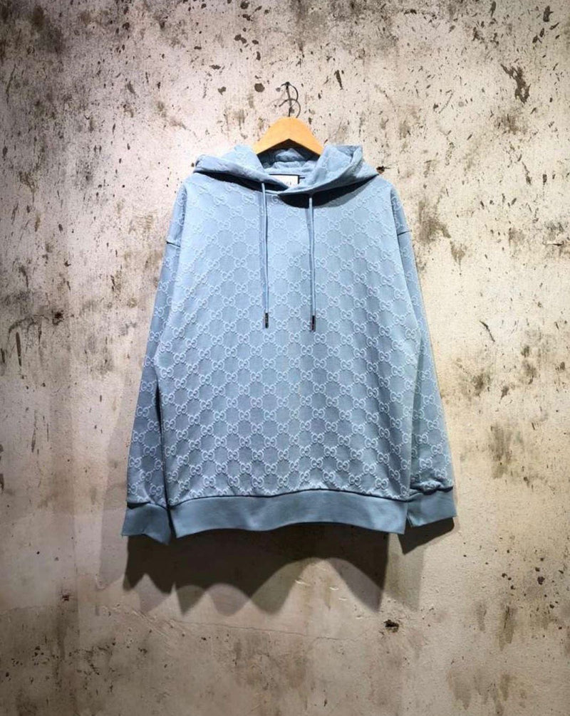 Light Blue Cotton Monogram Hoodie